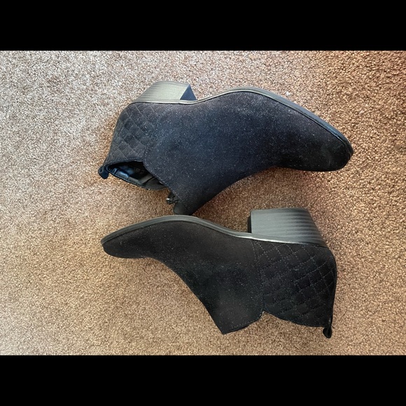 Black Faux Suede Ankle Booties - Picture 3 of 7